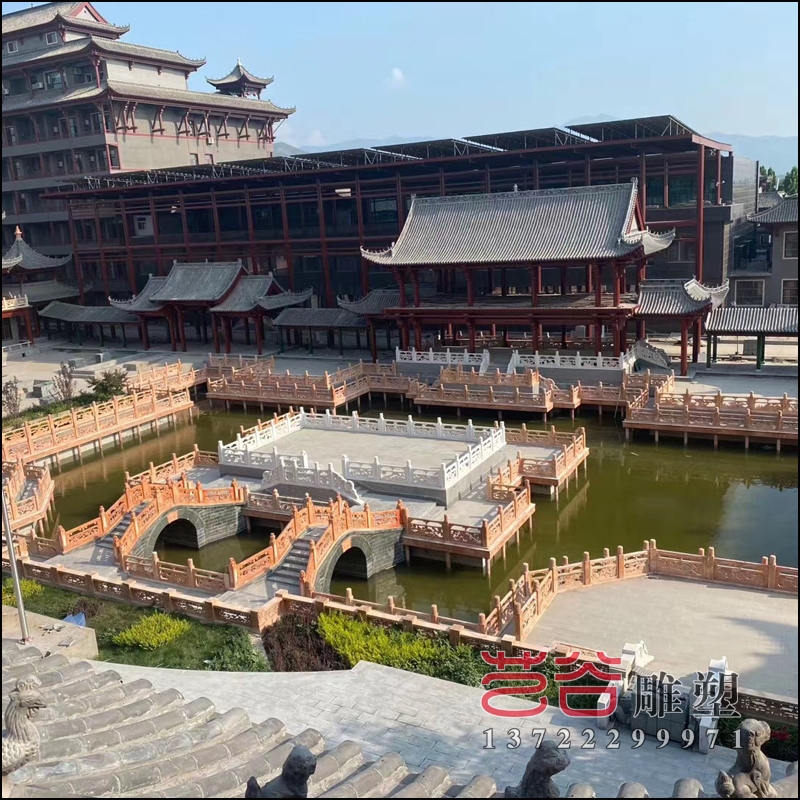 大型漢白玉欄板護(hù)欄拱橋河道圍欄